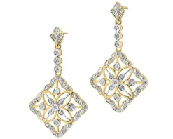 Kolczyki z żółtego złota z diamentami - 0,16 ct - próba 585