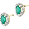 Kolczyki z żółtego złota z diamentami i szmaragdami - próba 585