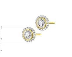 Kolczyki z żółtego złota z diamentami - serca - 0,27 ct - próba 585