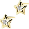 Kolczyki z żółtego złota z diamentami - gwiazdy - 0,01 ct - próba 375