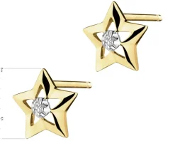 Kolczyki z żółtego złota z diamentami - gwiazdy - 0,01 ct - próba 375