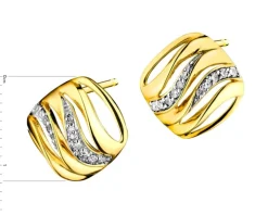Kolczyki z żółtego złota z diamentami - 0,12 ct - próba 585