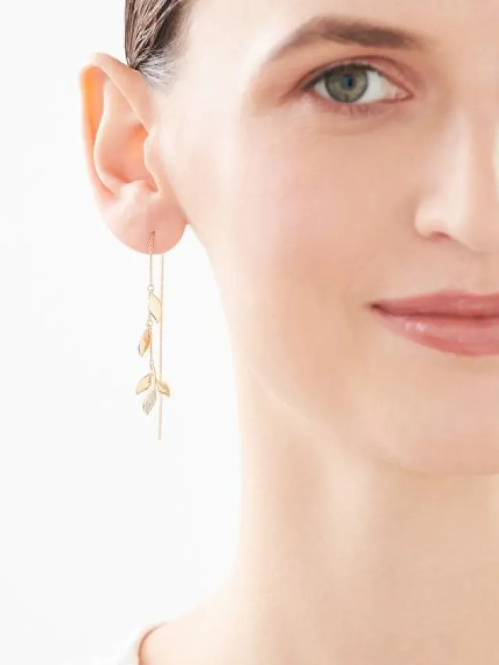 Kolczyki z żółtego złota z diamentami i cytrynami - próba 585