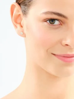 Kolczyki z żółtego złota z diamentami - koło - 0,06 ct - próba 585