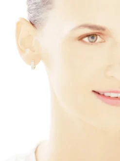 Kolczyki z żółtego złota z diamentami - koła - 0,06 ct - próba 585