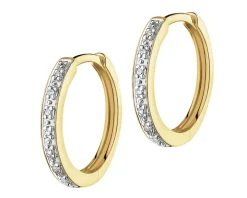 Kolczyki z żółtego złota z diamentami - koła - 0,04 ct - próba 375