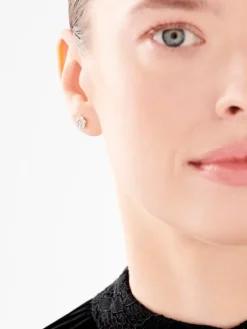 Kolczyki z żółtego złota z diamentami - 0,05 ct - próba 375