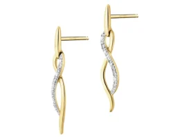 Kolczyki z żółtego złota z diamentami - 0,02 ct - próba 585