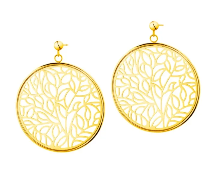 Kolczyki ze stali szlachetnej - koła, liście