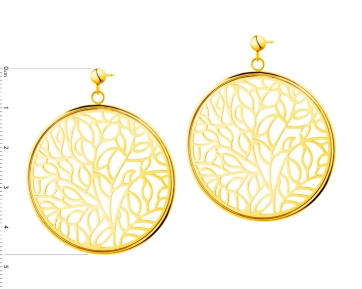 Kolczyki ze stali szlachetnej - koła, liście