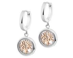 Kolczyki ze stali szlachetnej z cyrkoniami i szklanymi detalami - drzewko