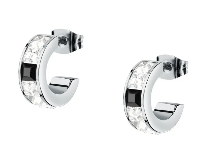 Kolczyki ze stali szlachetnej z cyrkoniami - koła, Karl Lagerfeld