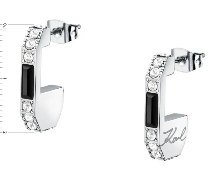 Kolczyki ze stali szlachetnej z cyrkoniami - Karl Lagerfeld