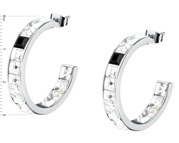 Kolczyki ze stali szlachetnej z cyrkoniami - koła, Karl Lagerfeld