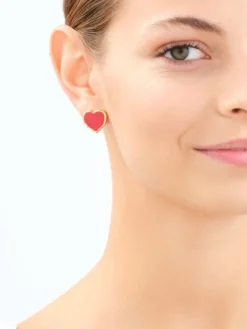 Kolczyki ze stali szlachetnej z emalią - serca