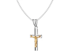 Krzyż - zawieszka srebrna i łańcuszek - komplet