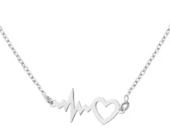 Naszyjnik srebrny - EKG serca, serce