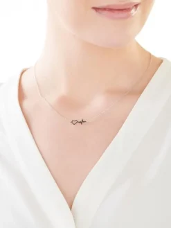 Naszyjnik srebrny - EKG serca, serce