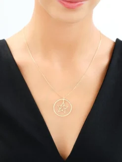 Naszyjnik srebrny - gwiazda, koło