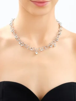 Naszyjnik srebrny - koła, kulki