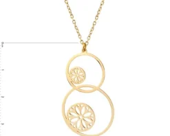 Naszyjnik srebrny - koła, kwiaty, rozety