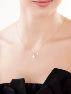 Naszyjnik srebrny - koniczyna, serce