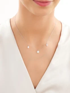 Naszyjnik srebrny - koniczyna, serce