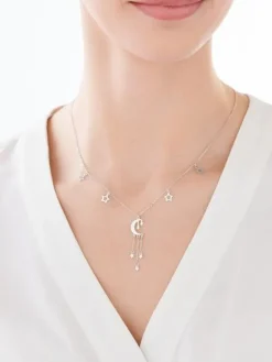 Naszyjnik srebrny - Księżyc, gwiazdy