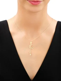 Naszyjnik srebrny - Księżyc, gwiazdy