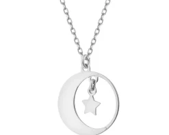 Naszyjnik srebrny - Księżyc, gwiazda