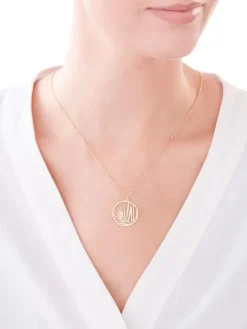 Naszyjnik srebrny - liście, koło