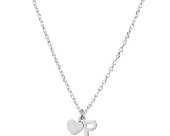 Naszyjnik srebrny - litera P, serce