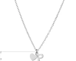 Naszyjnik srebrny - litera P, serce