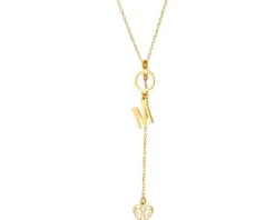 Naszyjnik srebrny - litera M, serce, koło