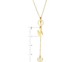 Naszyjnik srebrny - litera M, serce, koło