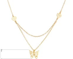 Naszyjnik srebrny - motyl, serca