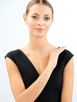 Naszyjnik srebrny - motyle, serce