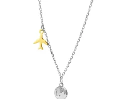 Naszyjnik srebrny - samolot, kula ziemska