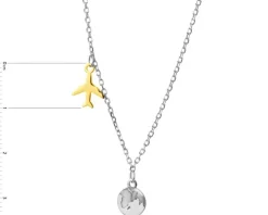 Naszyjnik srebrny - samolot, kula ziemska