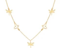 Naszyjnik srebrny - ważki, motyle