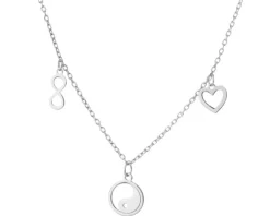 Naszyjnik srebrny - yin yang, serce, nieskończoność