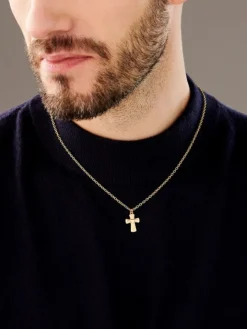 Naszyjnik srebrny pozłacany - krzyż, serce