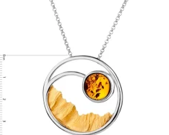 Naszyjnik srebrny z bursztynem