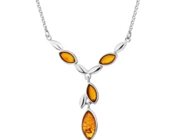 Naszyjnik srebrny z bursztynem