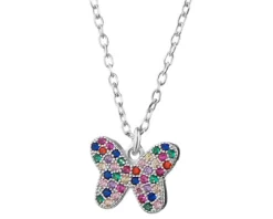 Naszyjnik srebrny z cyrkoniami - motyl