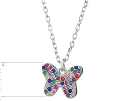 Naszyjnik srebrny z cyrkoniami - motyl