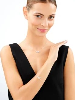 Naszyjnik srebrny z cyrkoniami - motyle