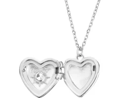 Naszyjnik srebrny z cyrkonią - puzderko, serce