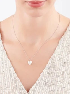 Naszyjnik srebrny z cyrkonią - puzderko, serce