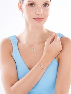 Naszyjnik srebrny z cyrkonią - rozeta